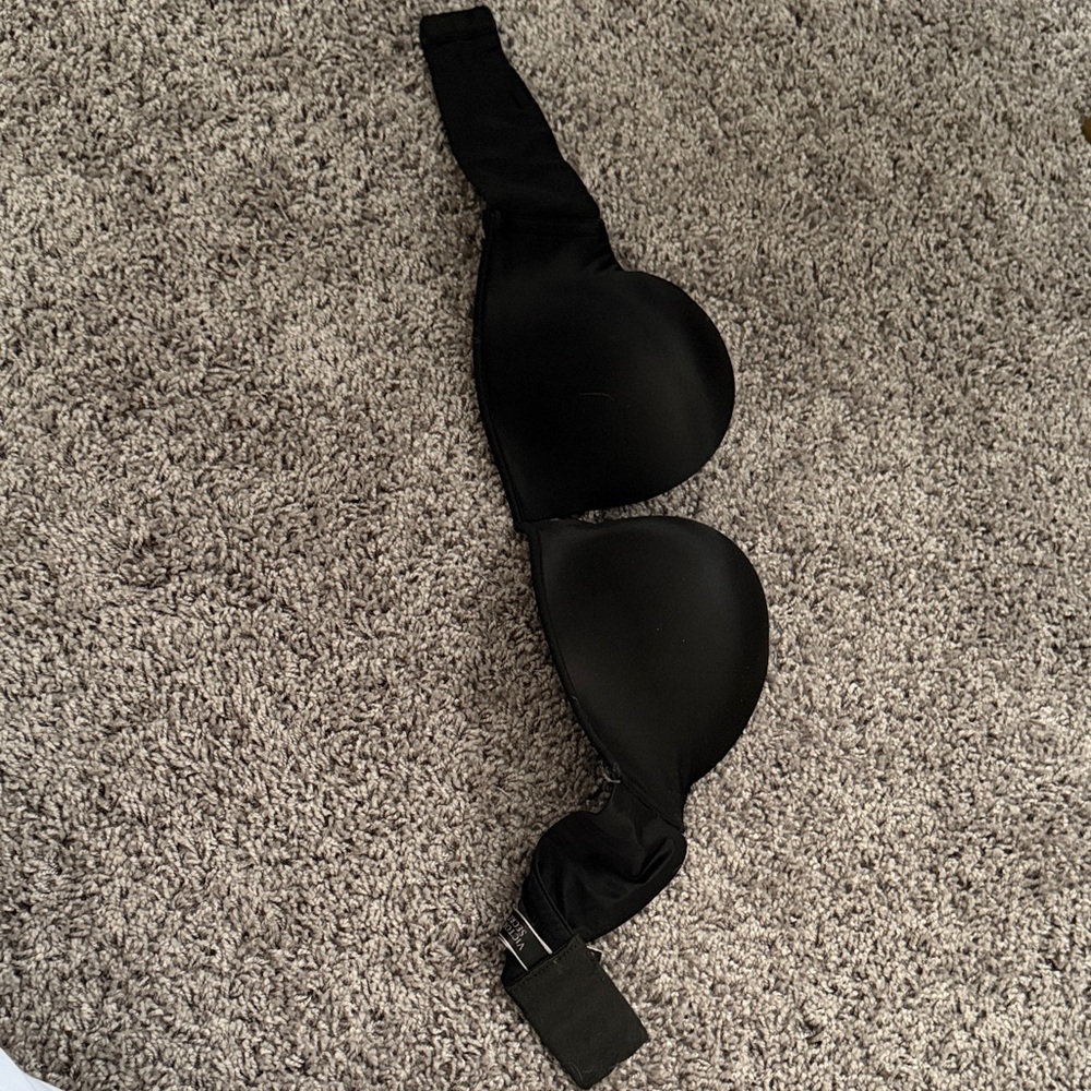 Black Strapless Victoria Secret Bombshell  Adhesive Bra - Smooth Push-Up Support
